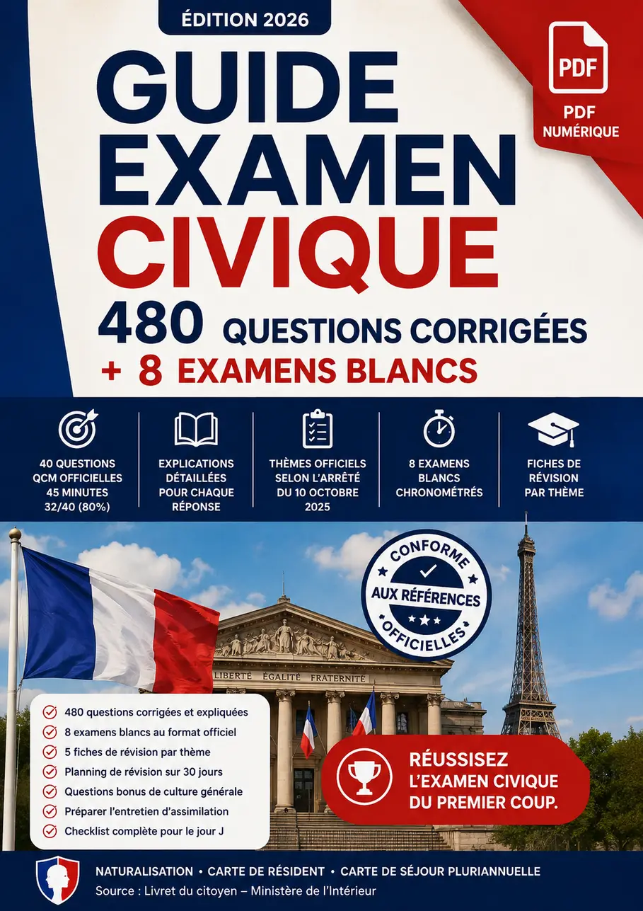 Couverture du guide de révision examen civique 2026